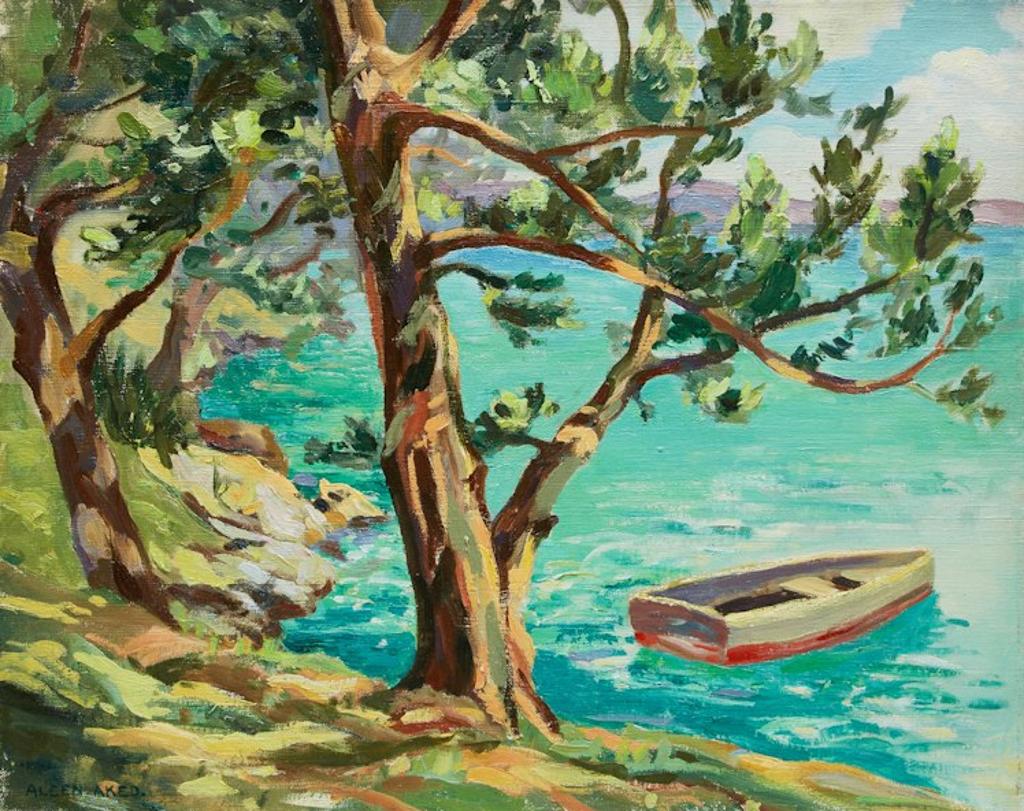 Aleen Elizabeth Aked (1907-2003) - Rowboat by the Shore; Two Sailboats in an Inlet