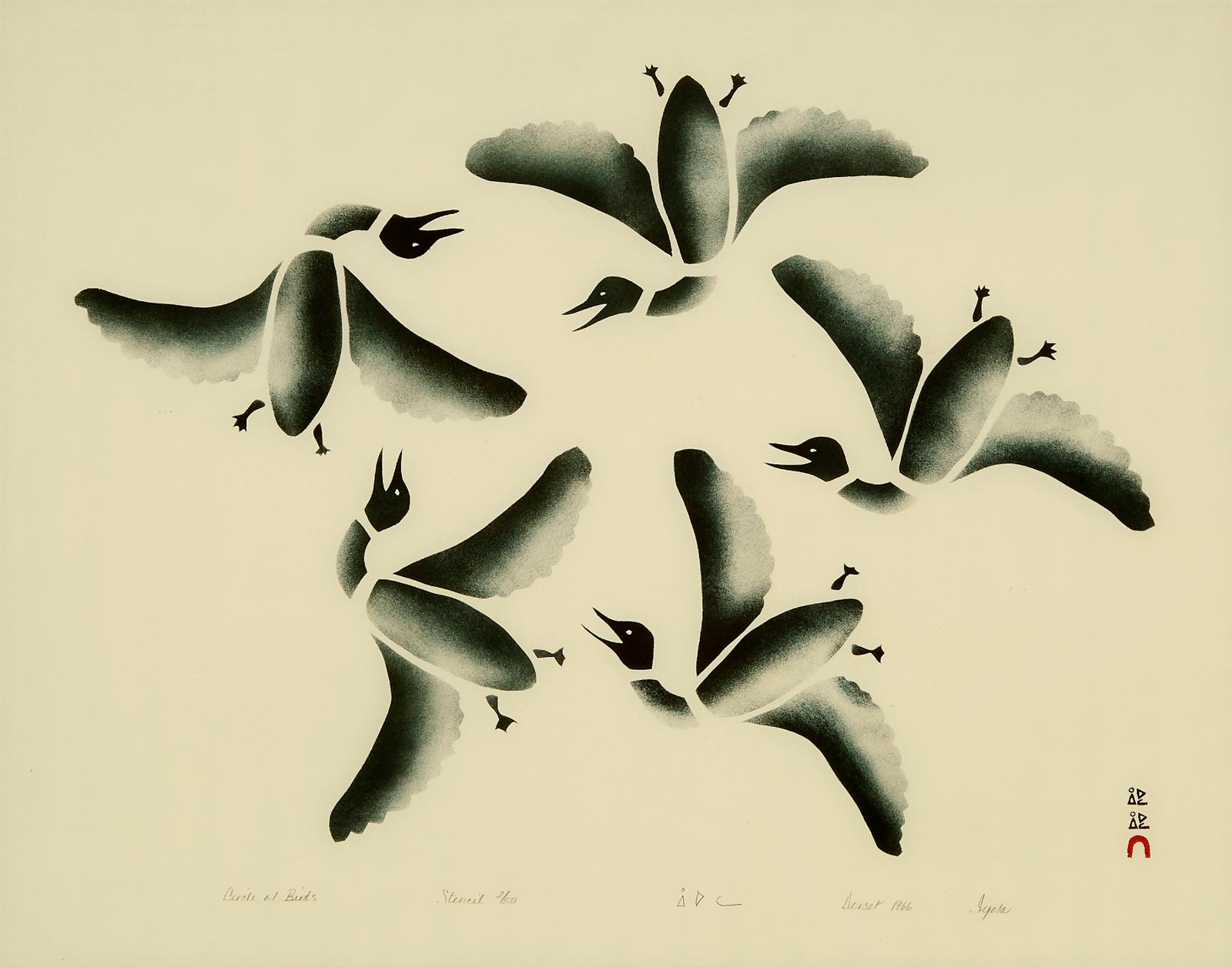 Iyola Kingwatsiak (1933-2000) - Circle Of Birds