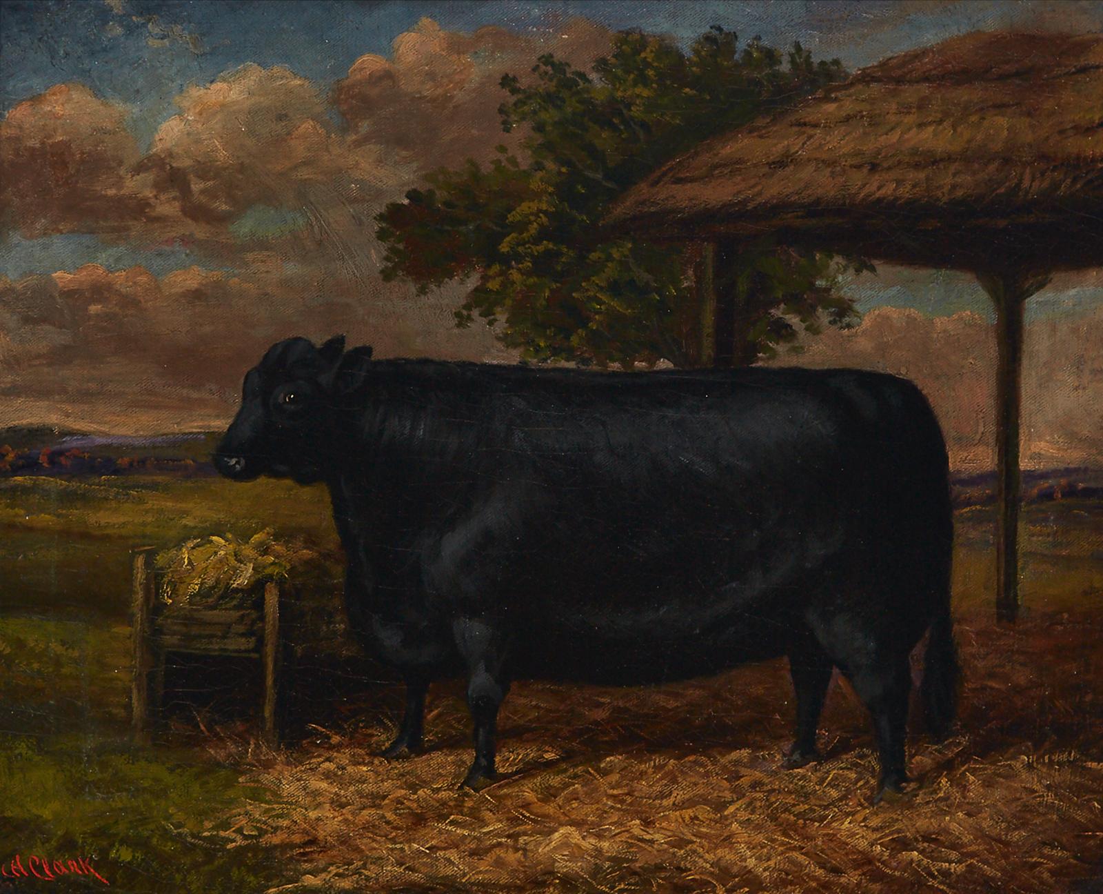 Albert Clark (1821-1909) - Welsh Black Cow In A Landscape