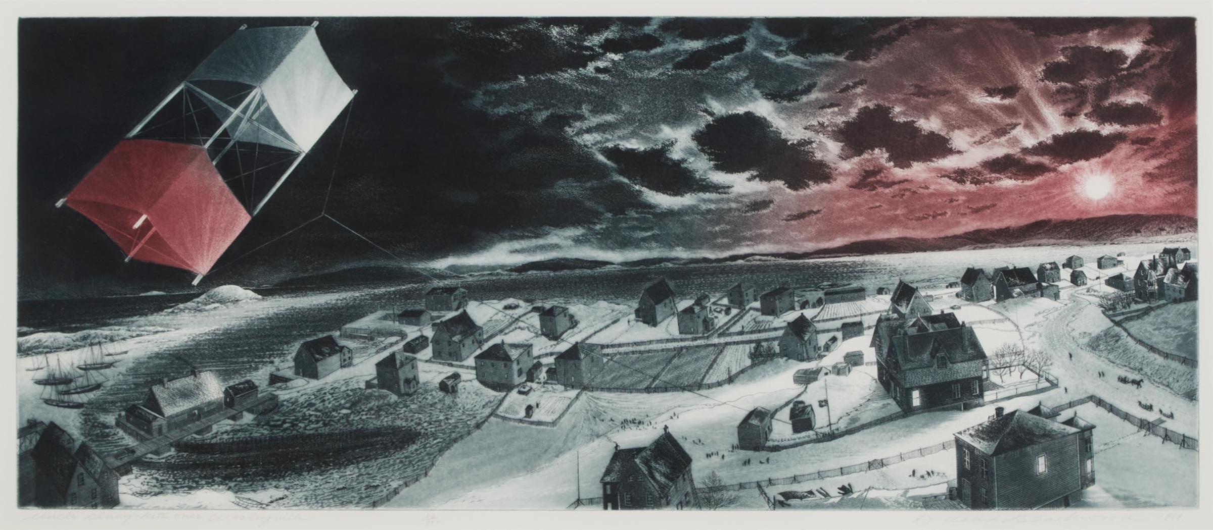 David Lloyd Blackwood (1941-2022) - Uncle Kluny's Kite Over Wesleyville, 1989