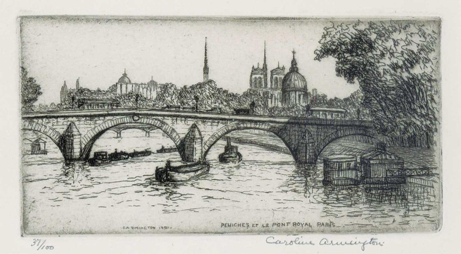 Caroline Helena Armington (1875-1939) - Peniches et le Pont Royal, Paris  #37/100