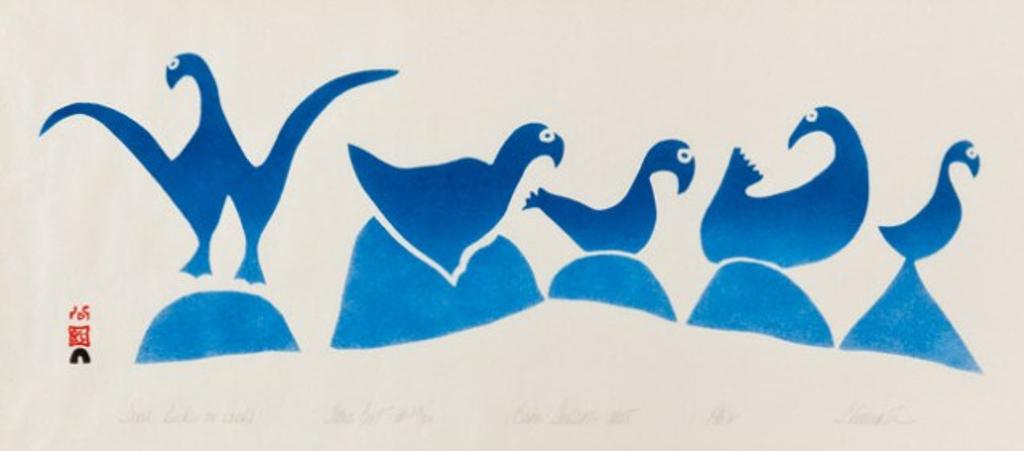 Sheouak Petaulassie (1923-1961) - Shore Birds on Rocks, 1962 (1961 Dorset Series), stonecut, 23/50, 11.875 x 23.75 in, 30.2 x 60.3 cm
