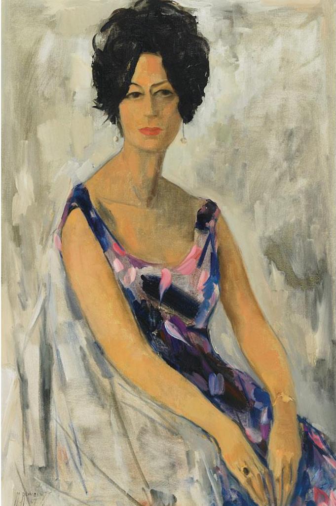 Moses (Moe) Martin Reinblatt (1917-1979) - Portrait Of A Lady In A Purple Dress