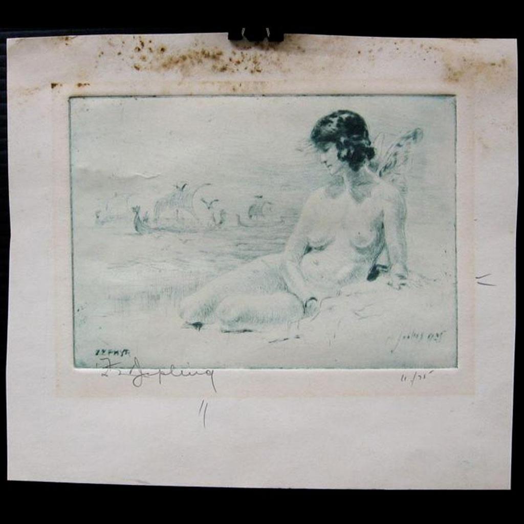 Frederick Waistell Jopling (1860-1945) - Nude On Beach; Street Peddler; Statue Of Michael Hughes At Roycroft New York