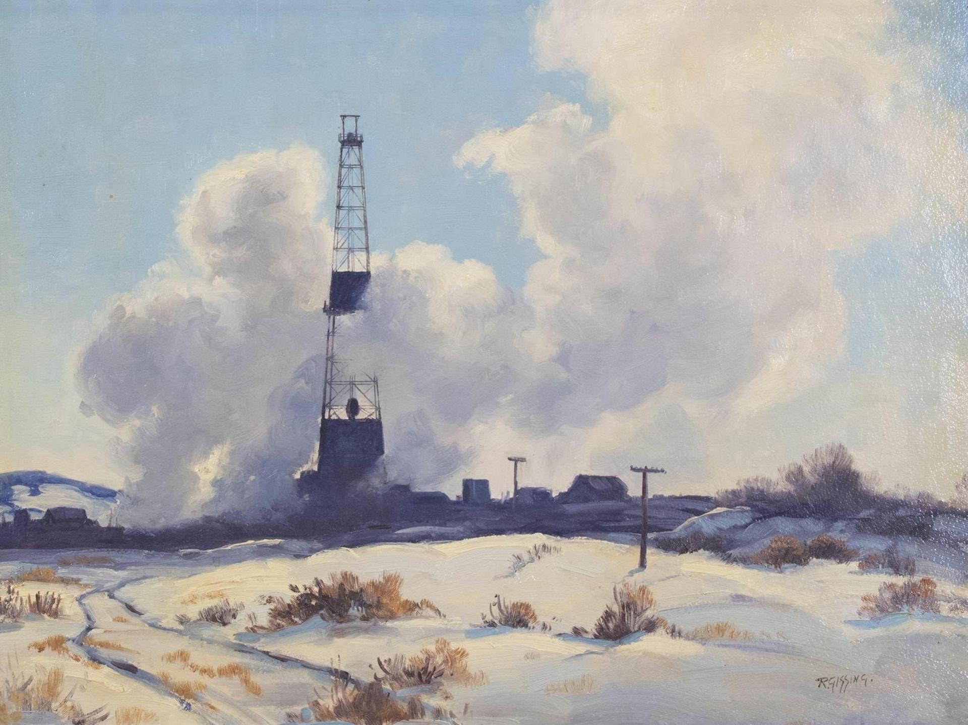 Roland Gissing (1895-1967) - Winter Drilling, Turner Valley In Steam Days, Circa 1938; 1950
