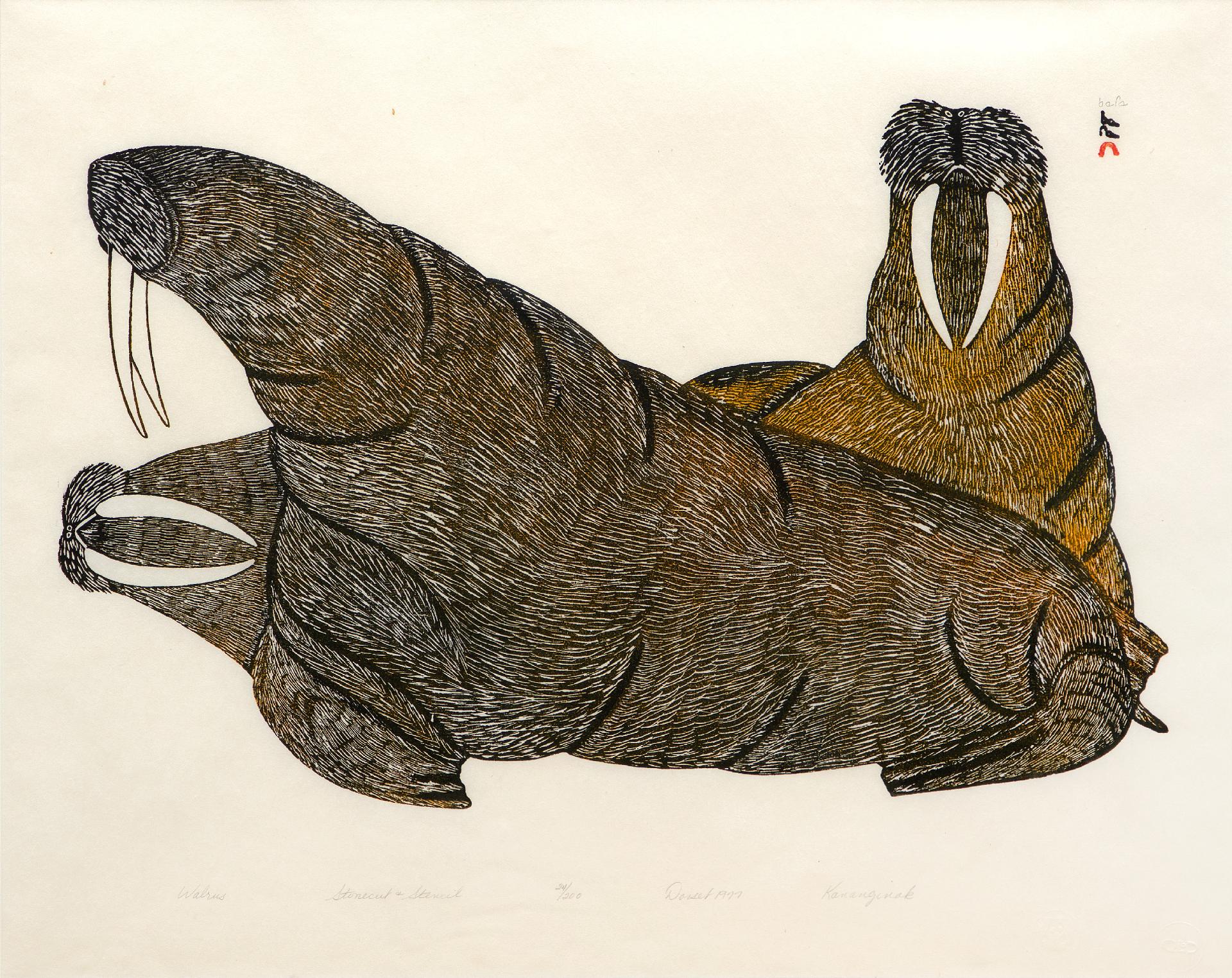 Kananginak Pootoogook (1935-2010) - Walrus, 1977