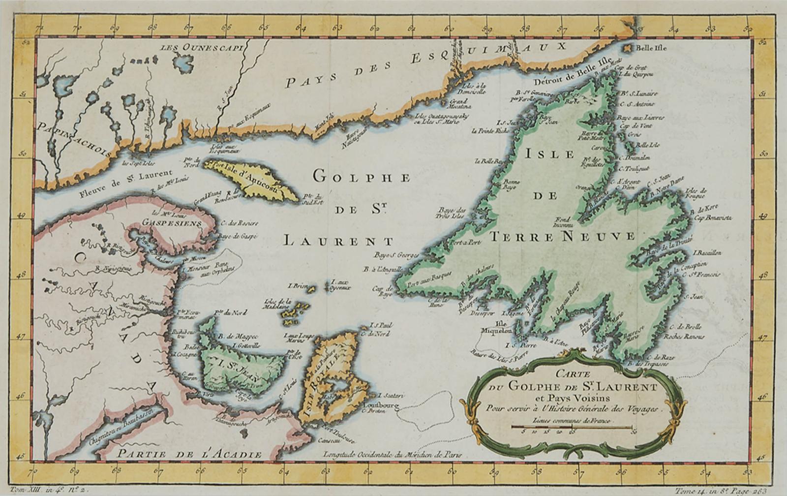 Jacques Nicholas Bellin (1703-1772) - Carte Du Golphe De St. Laurent Et Payes Voisins, C.1760