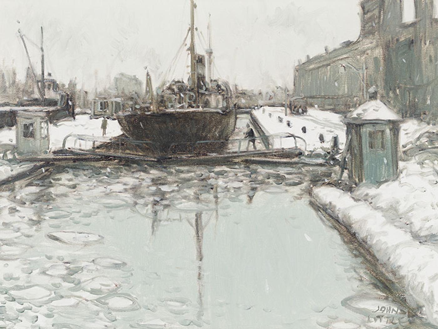 John Geoffrey Caruthers Little (1928-2024) - Black's Bridge Locks - Lachine Canal, 1960
