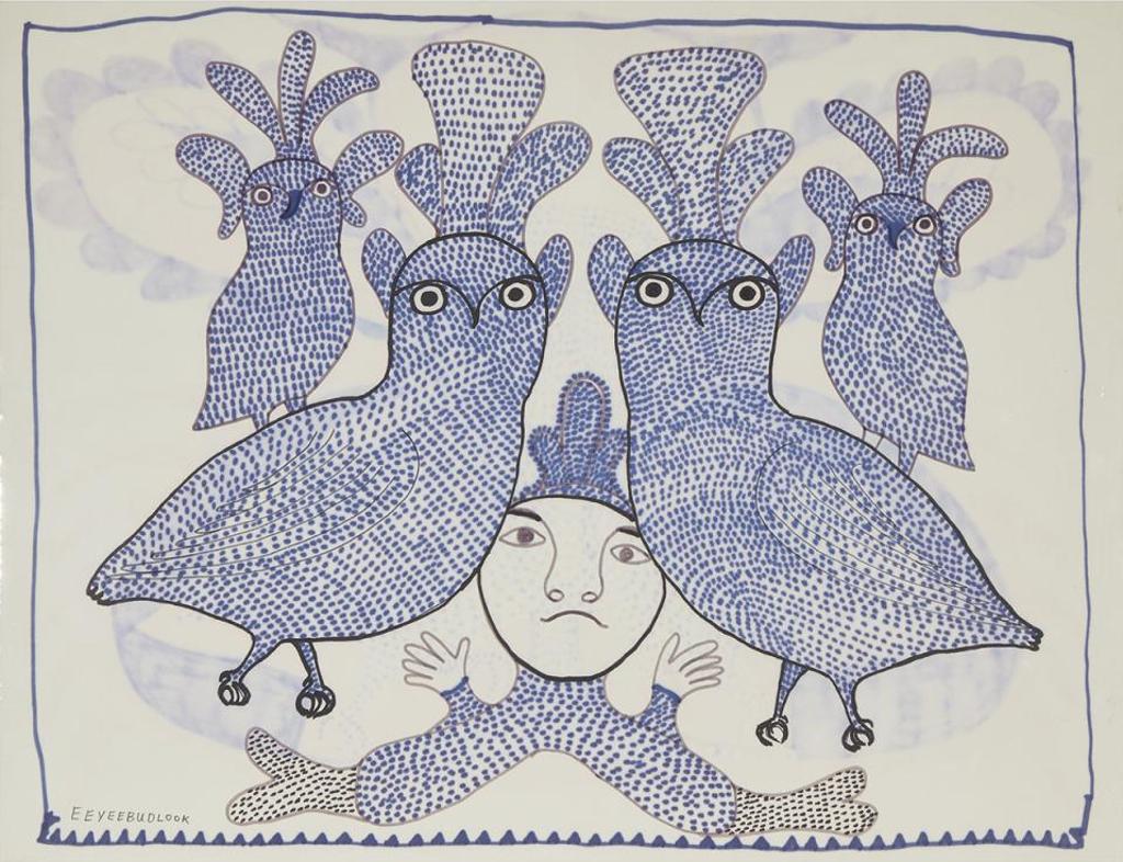 Eegyvudluk Pootoogook (1931-1999) - Collection Of Three Drawings (Spirit Birds Themes)