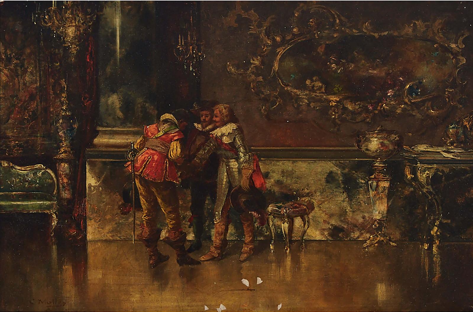 Carl Muller (1862-1938) - Cavaliers In Discussion In A Grand Salon
