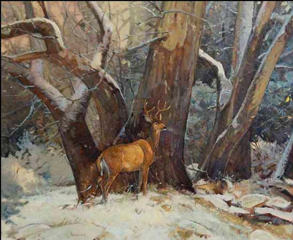 Sheryl Lamar Bodily (1936) - Antlered Deer at the Base of a Tree (02063/2013-907)