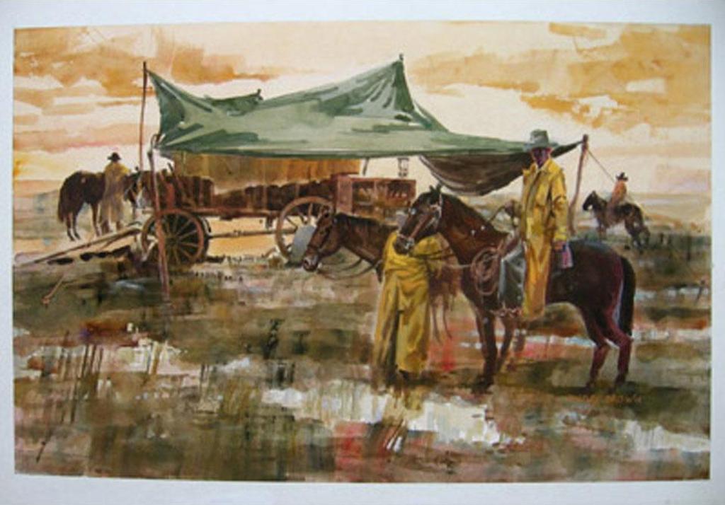Huntley Brown (1932) - Cowboys And Wagon In The Rain