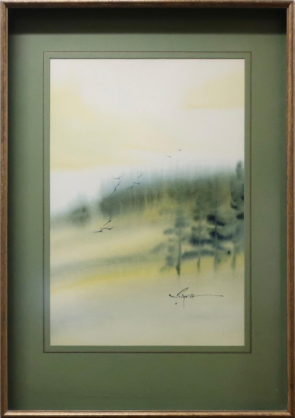 Marjorie Pigott (1904-1990) - Misty Landscape With Birds