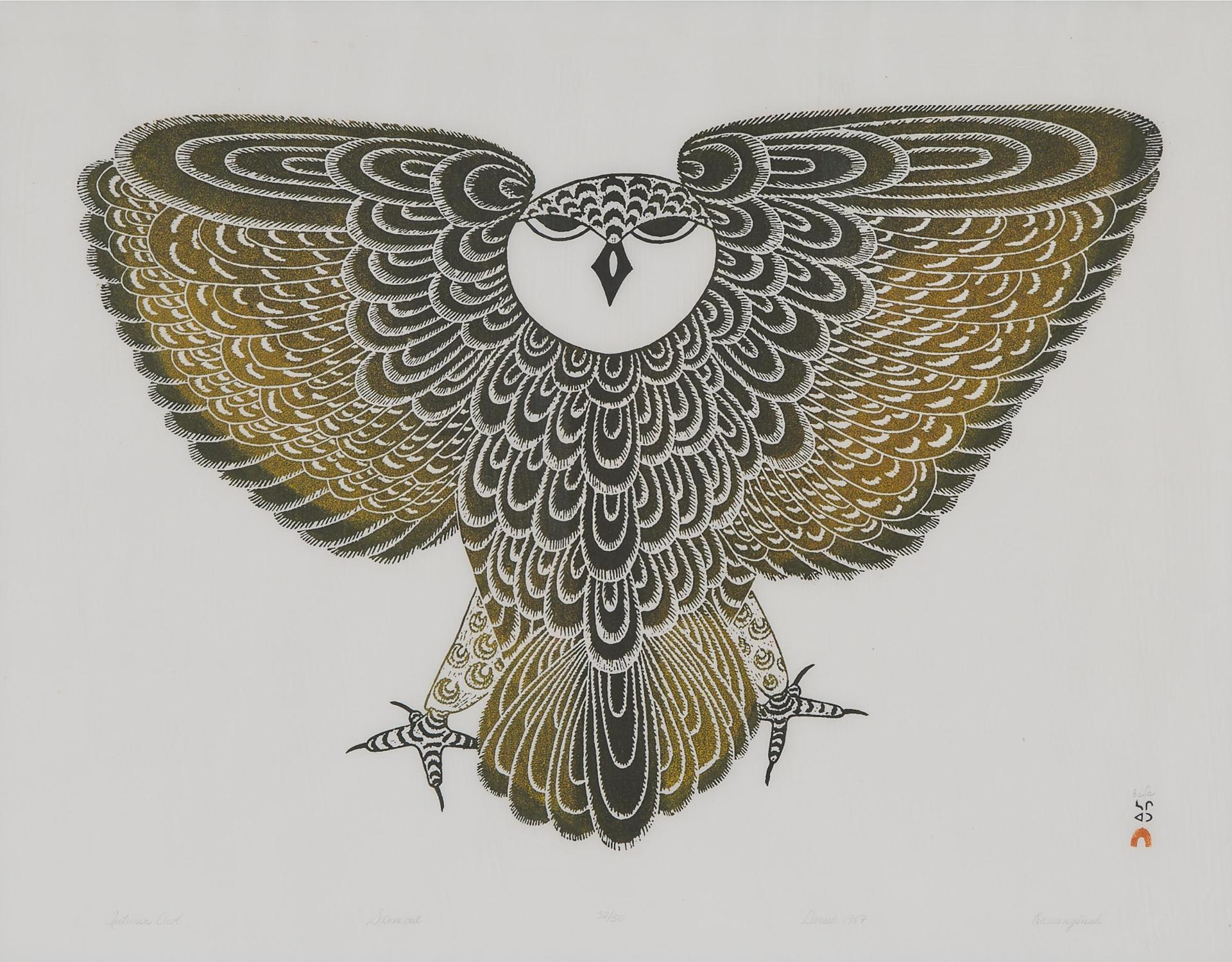 Kananginak Pootoogook (1935-2010) - Autumn Owl