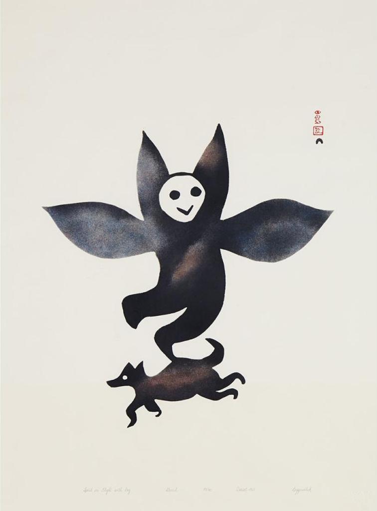 Eegyvudluk Pootoogook (1931-1999) - Spirit In Flight With Dog