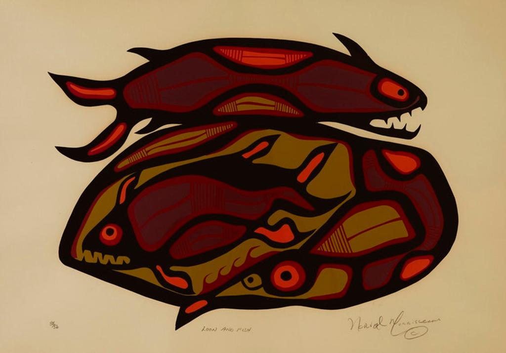 Norval H. Morrisseau (1931-2007) - Loon and Fish