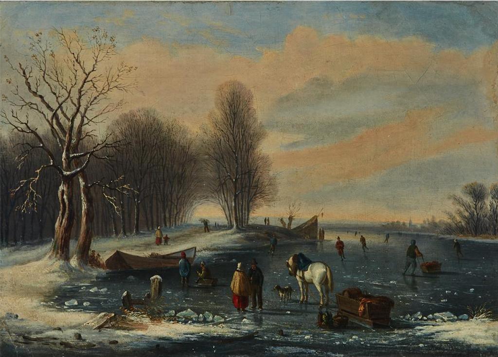 J. Koenig (1840) - Skaters On A Frozen Pond, 1840