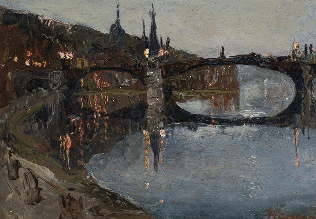 Henry John Sandham (1842-1910) - When Night Meets Day, Bridge at Dinant