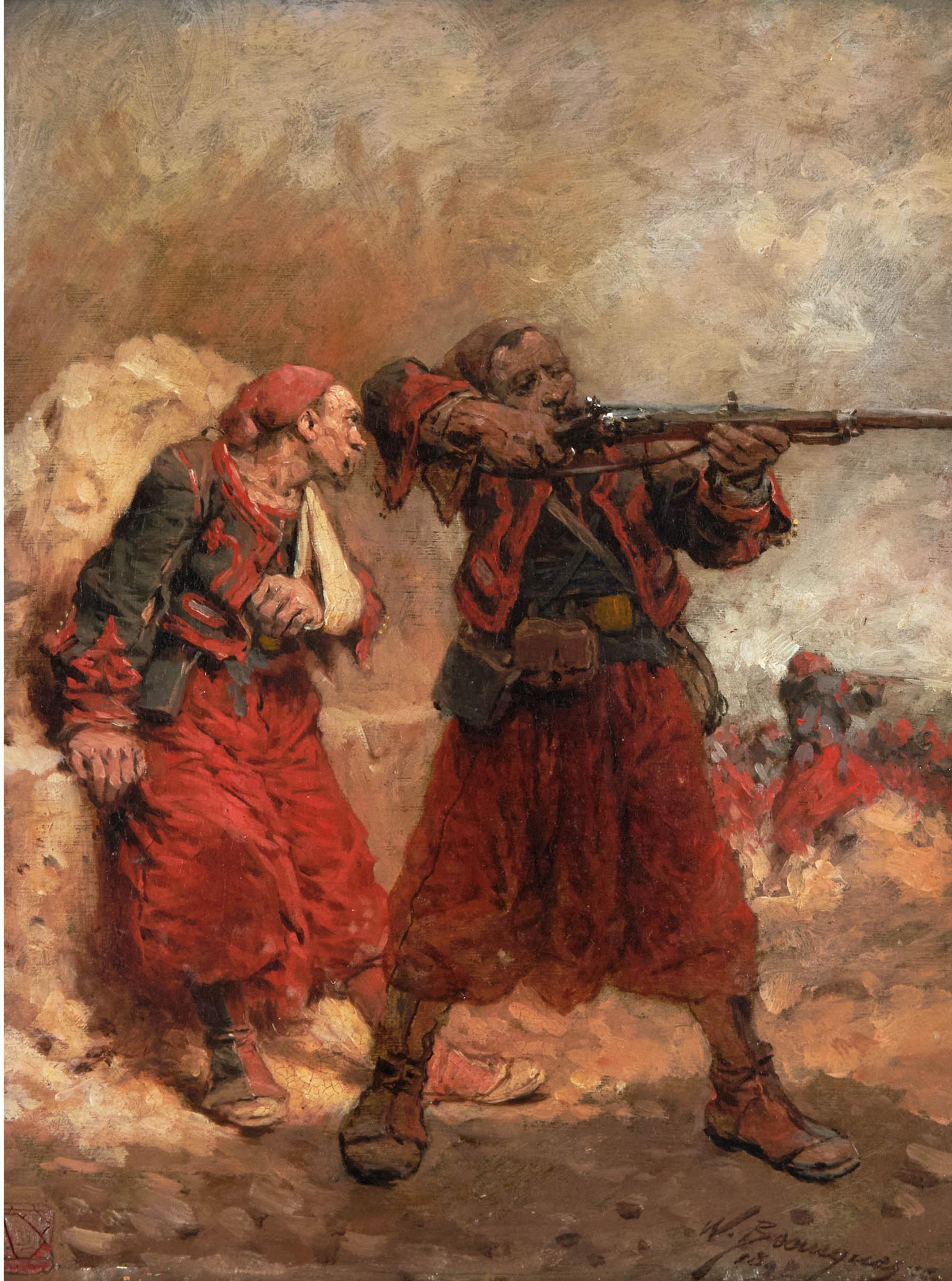 Wilfrid Constant Beauquesne - Untitled (Two Soldiers), 1898