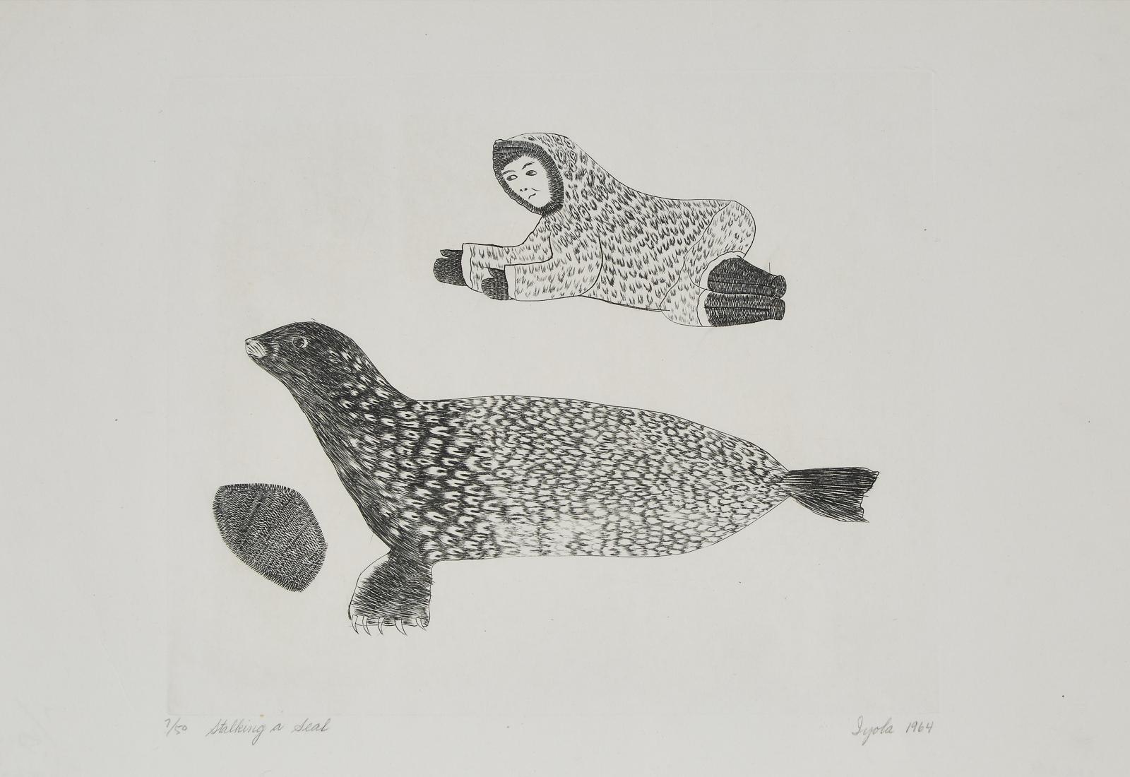 Iyola Kingwatsiak (1933-2000) - Stalking A Seal