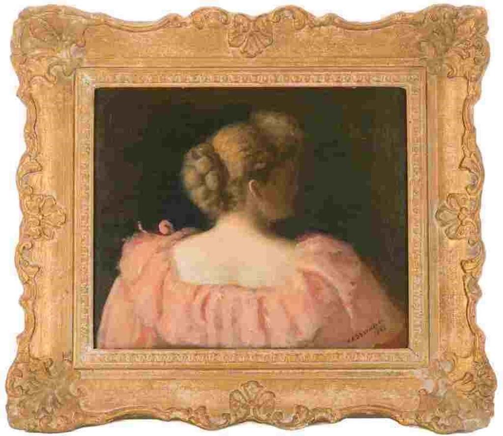 William Albert Sherwood (1855-1919) - Portrait of a Lady in Pink