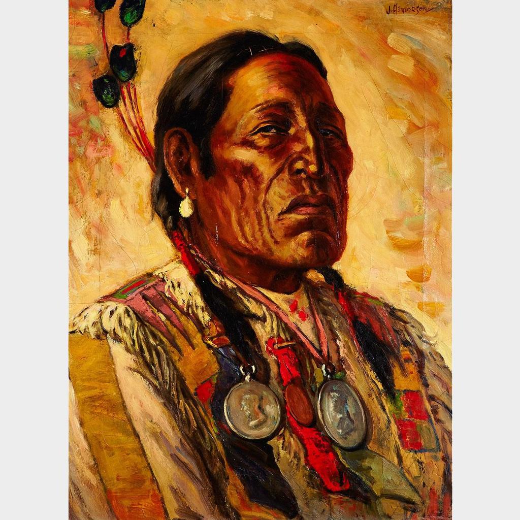 James Henderson (1871-1951) - Portrait Of Chief-Shot-On- Both-Sides, Blood Indians (Cardston), Alta.