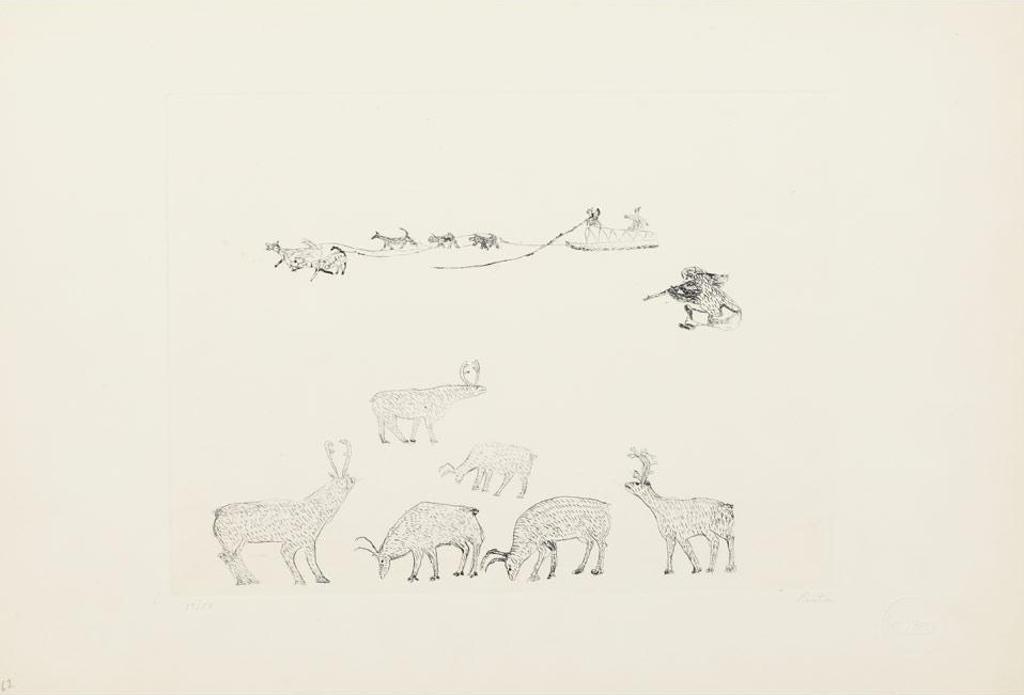 Pauta Saila (1916-2009) - Untitled (Hunting Scene); Untitled (Man And Bear)