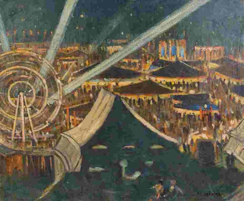Peter Clapham (P.C.) Sheppard (1882-1965) - Fair For Britain; Night Scene, Riverdale Park, Toronto, 1942-43 (Cabbagetown)