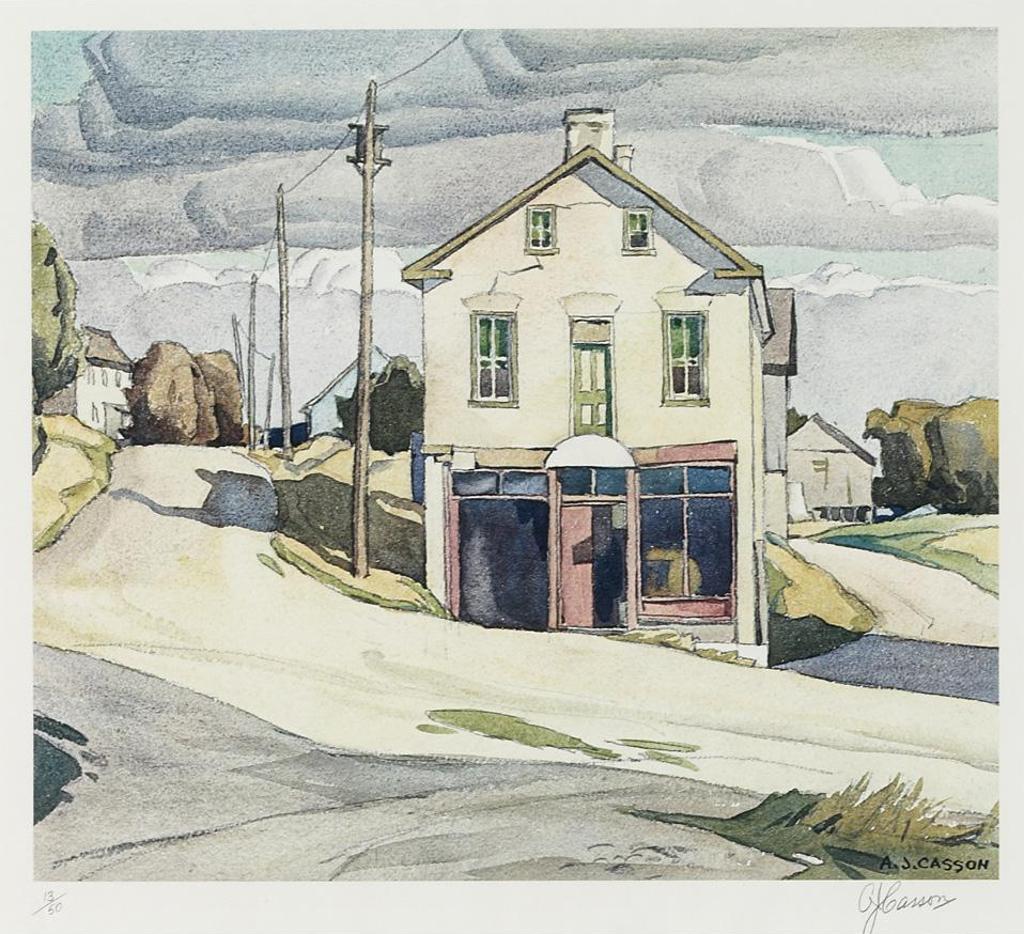 Alfred Joseph (A.J.) Casson (1898-1992) - Village Store, Looking South At The Union Street Junction