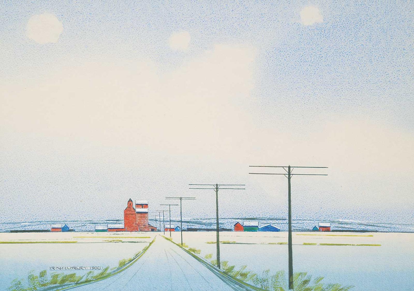 Robert Newton Hurley (1894-1980) - Untitled - Road to the Grain Elevators