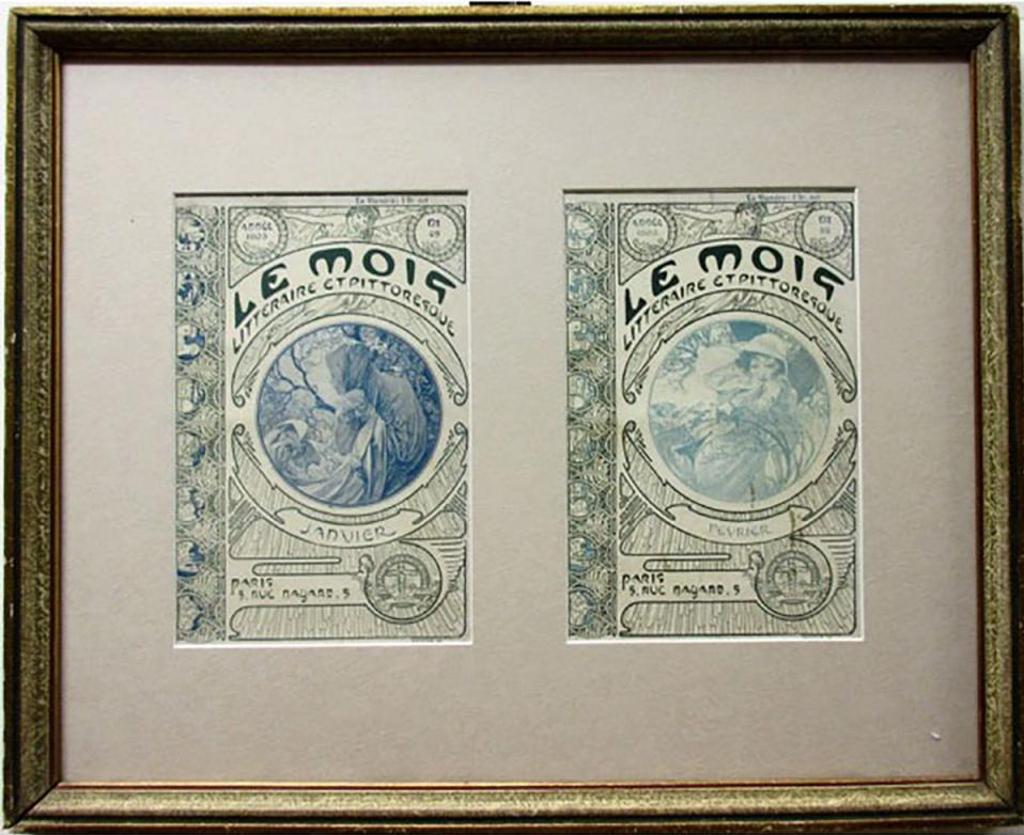 Alphonse Mucha (1860-1939) - Janvier; Fevrier; Mars; Avril (From Le Mois, Four Plates, #49-52, 1903)