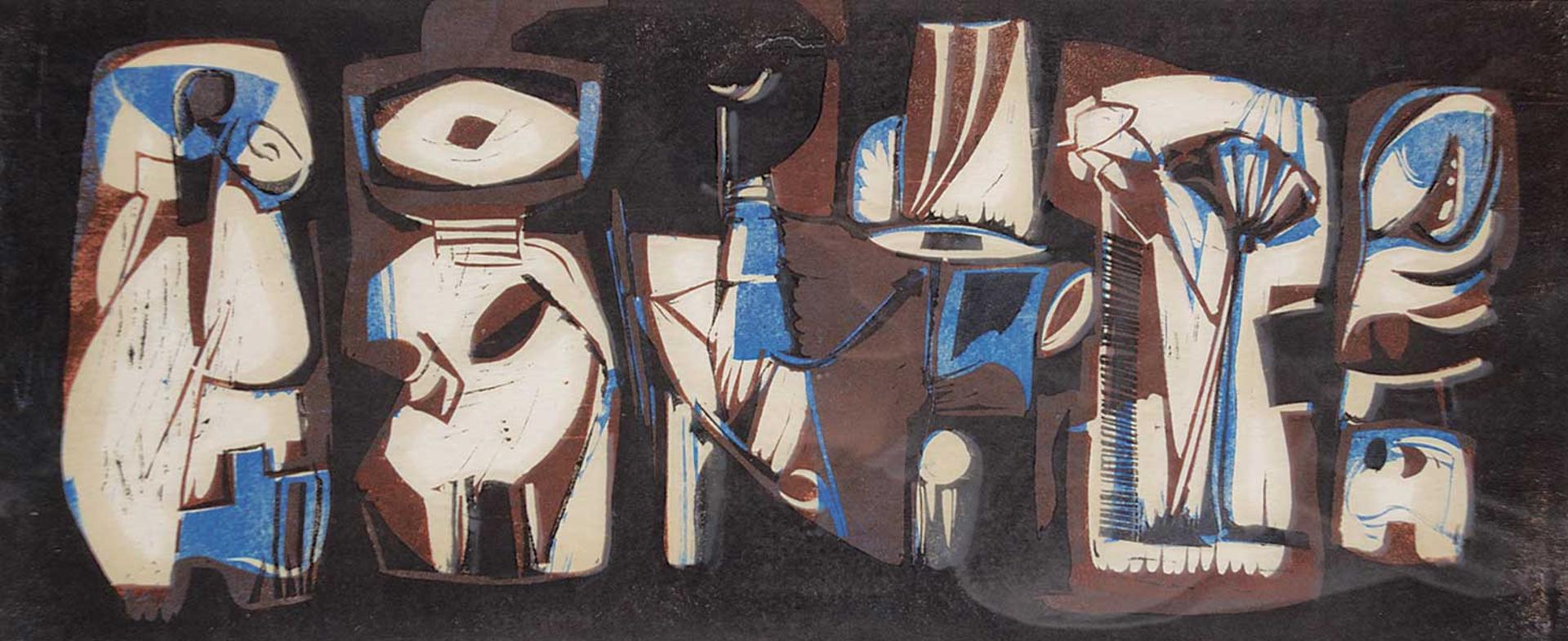 Leslie (Les) Frederick Graff (1936-2022) - Untitled - Brown and Blue Figures