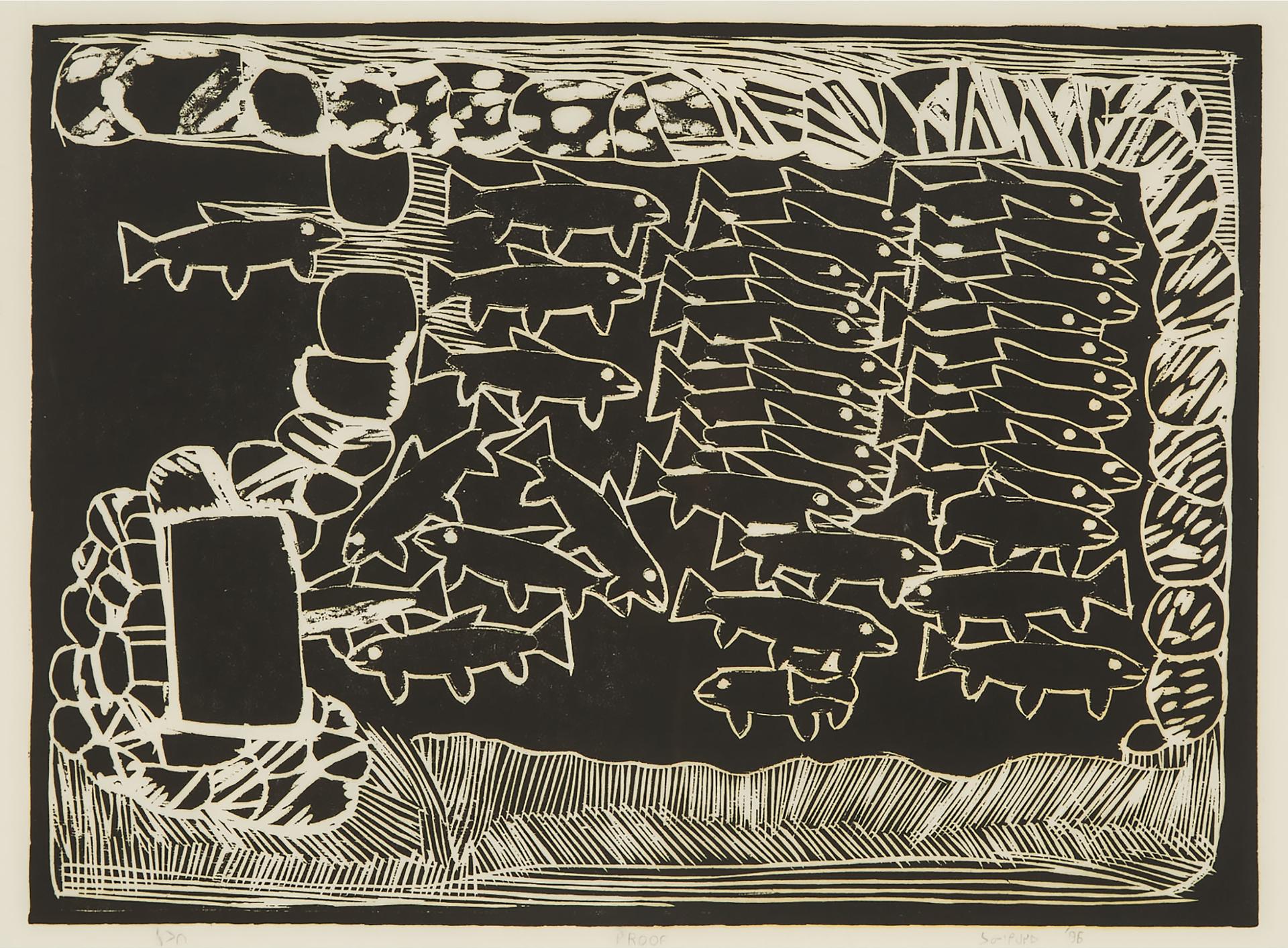 Janet Kigusiuq (1926-2005) - Fishing Weir, 1996