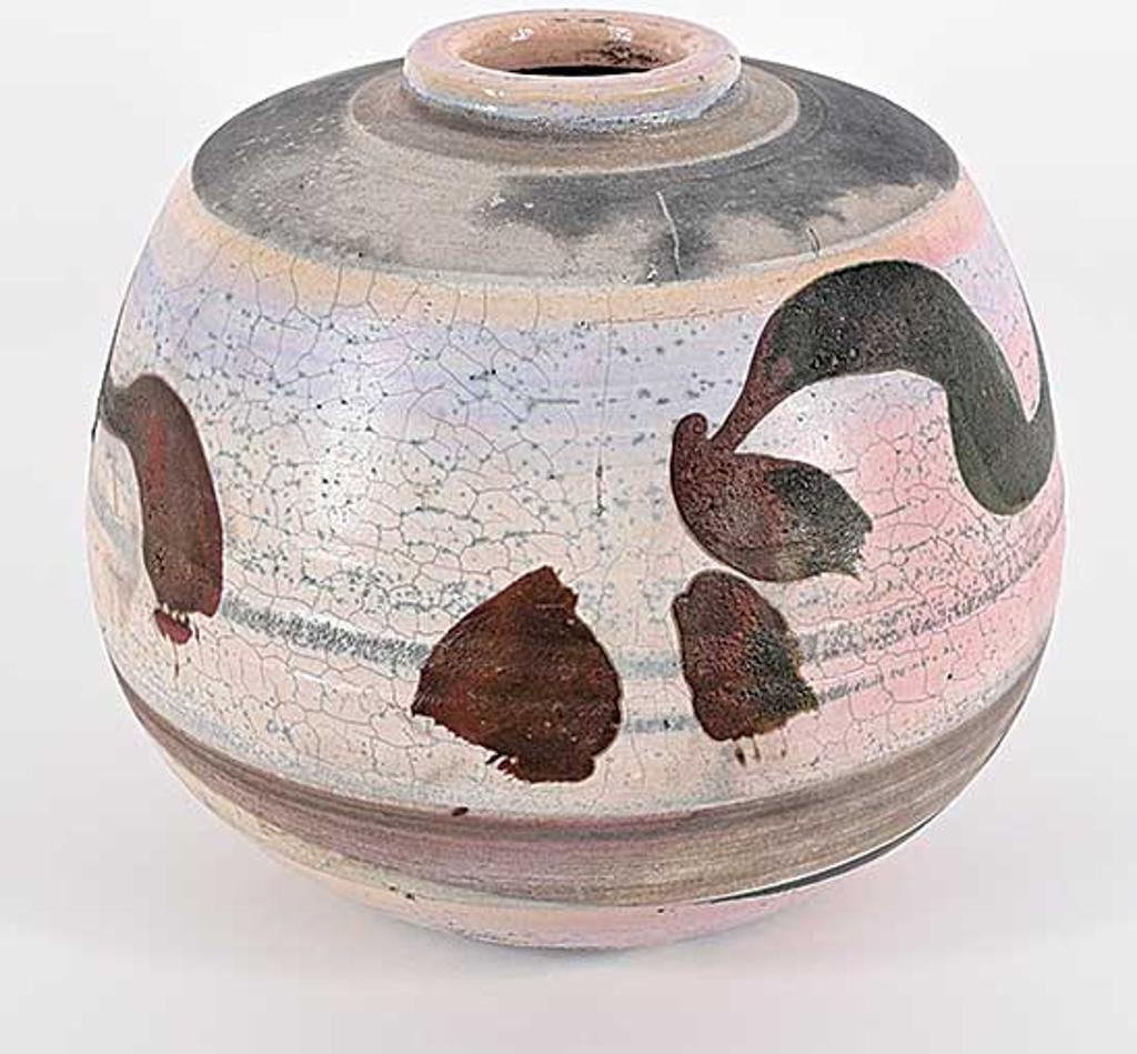Walter Gibson Dexter (1931-2015) - Untitled - Round Raku Vase with Calligraphic Shapes