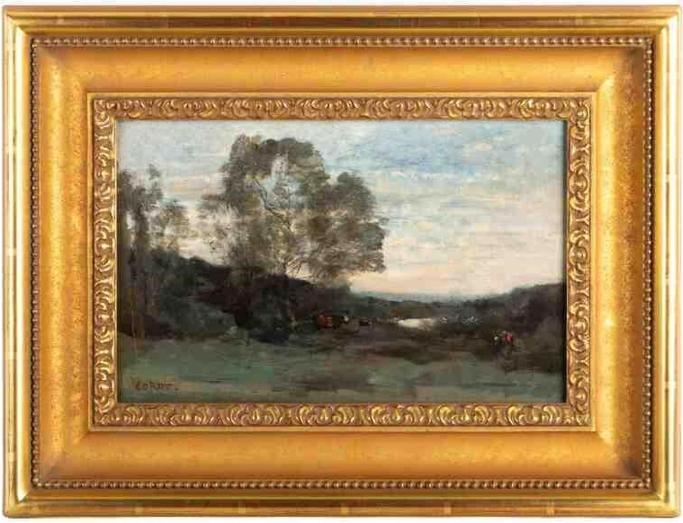 Jean-Baptiste Camille Corot (1796-1875) - Paysanne avec ses deux vaches (ca. 1865-70)