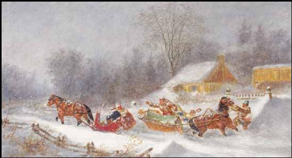 Cornelius David Krieghoff (1815-1872) - An Incident in a Winter Blizzard