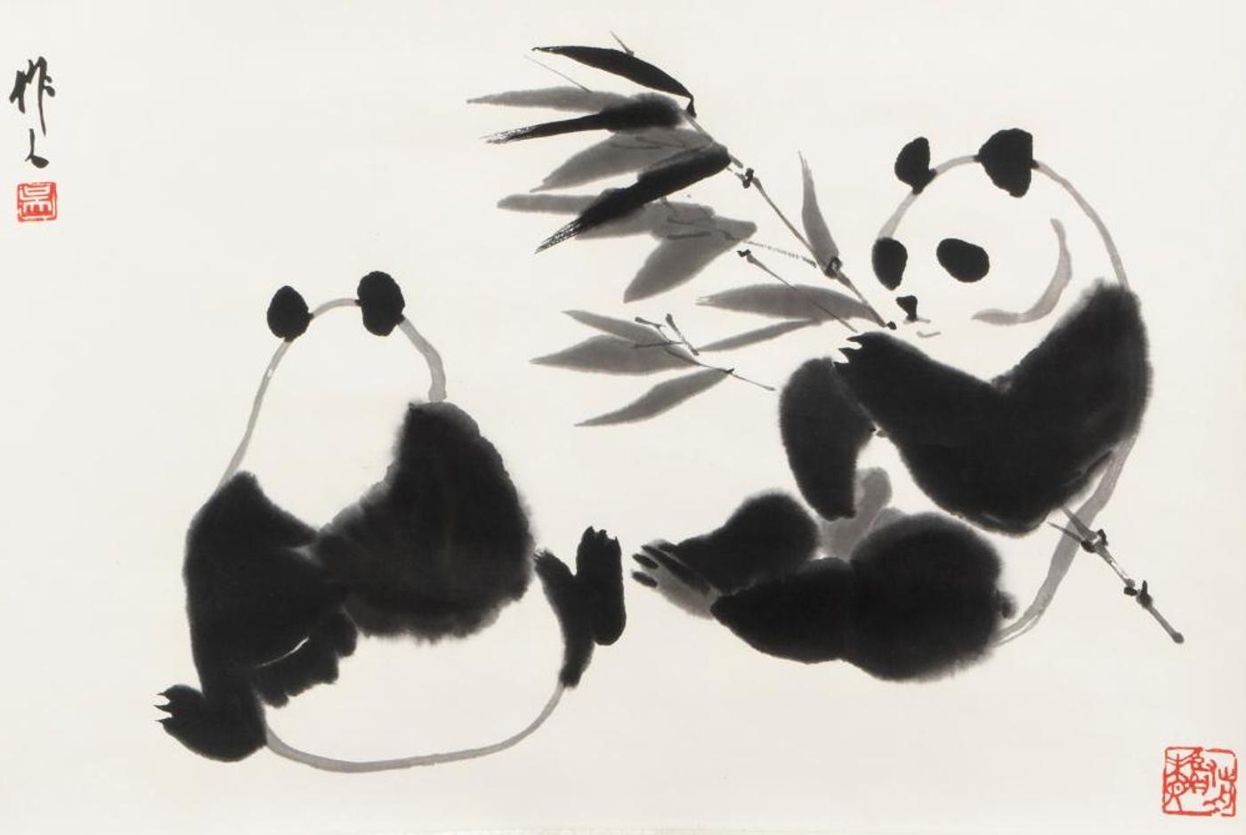 Wu Zuoren (1908-1997) - Two Pandas