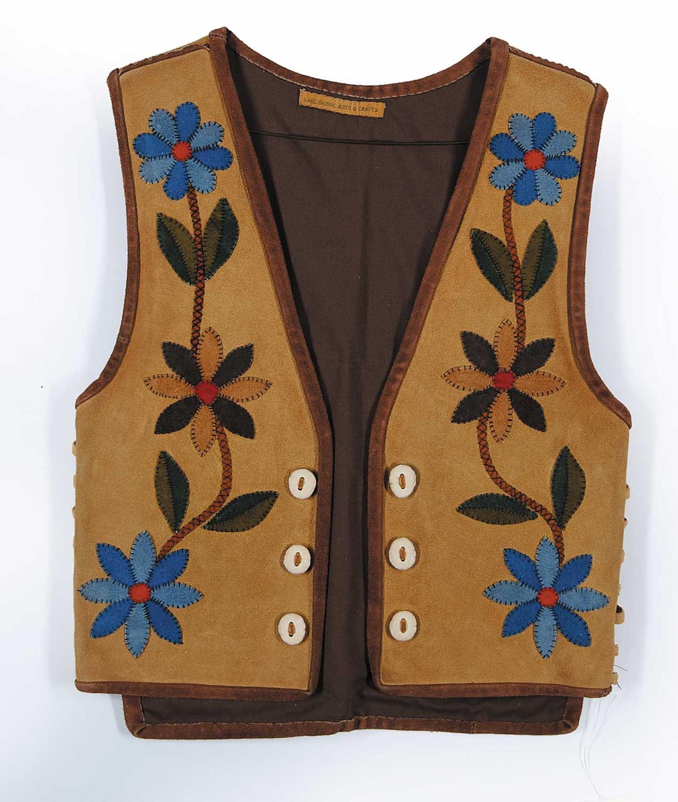 Robert Charles Aller (1922-2008) - Untitled - Moose Hide Vest with Leather Applique and Antler Buttons