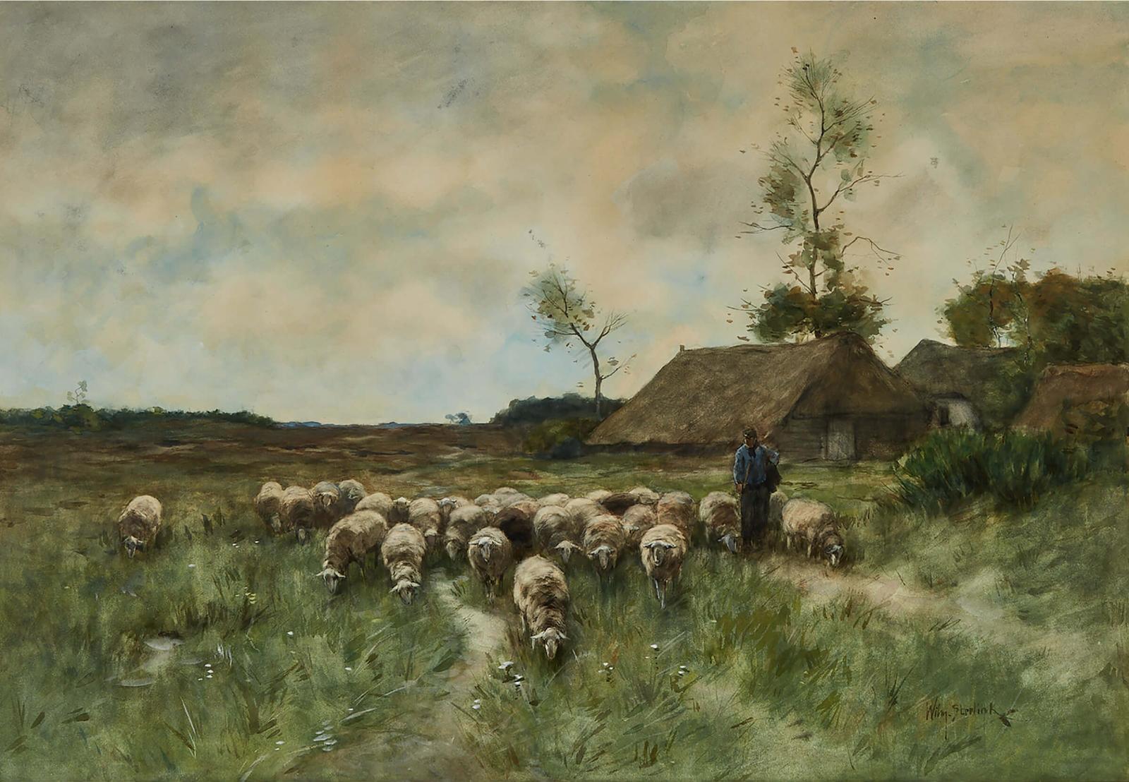 Willem Steelink (1856-1928) - Herding The Sheep