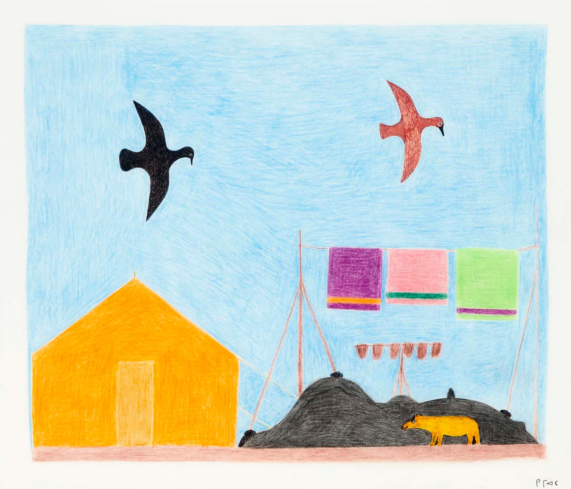 Kingmeata Etidlooie (1915-1989) - Untitled (Flying Over Camp)