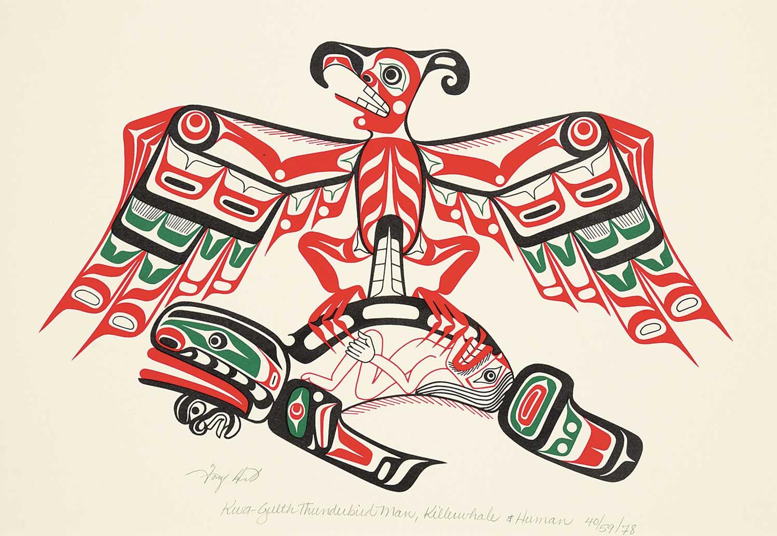 Tony Sr. Hunt (1942-2017) - Kwa-Gulth Thunderbird Man, Killerwhale and Human  #40/59