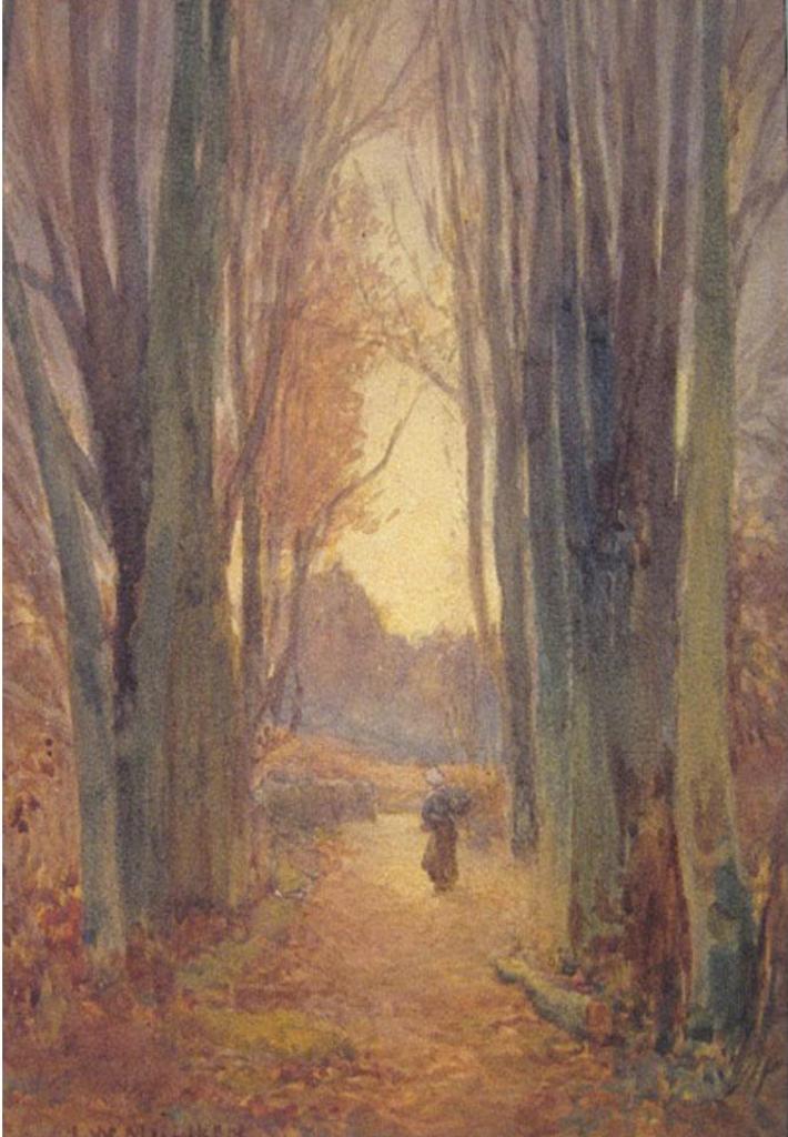 James W. Milliken (1887-1930) - Twig Gatherer On Roadway Through Woods