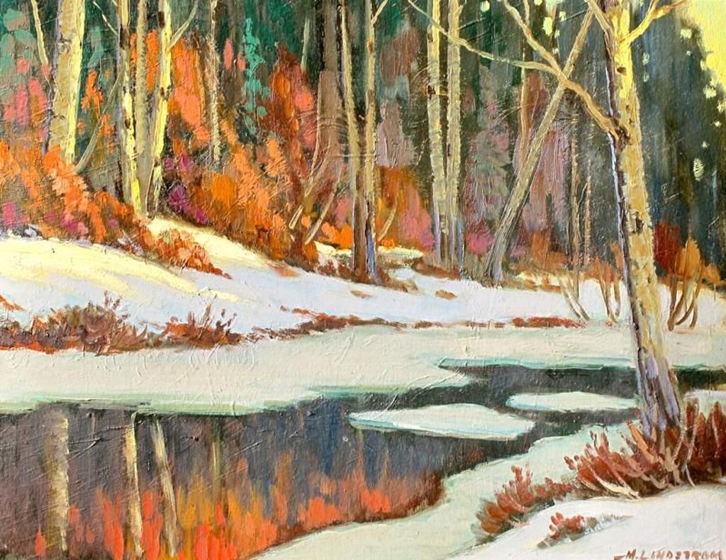 Matt Lindstrom (1890-1975) - Winter Creek Reflecting The Trees