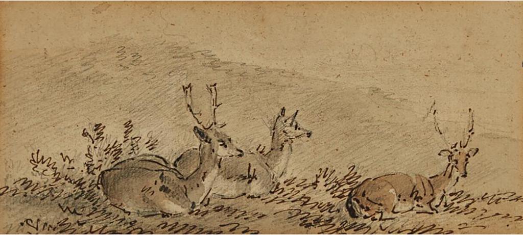 Sawrey-Gilpin (1733-1807) - Two Studies Of Deer In Landscapes
