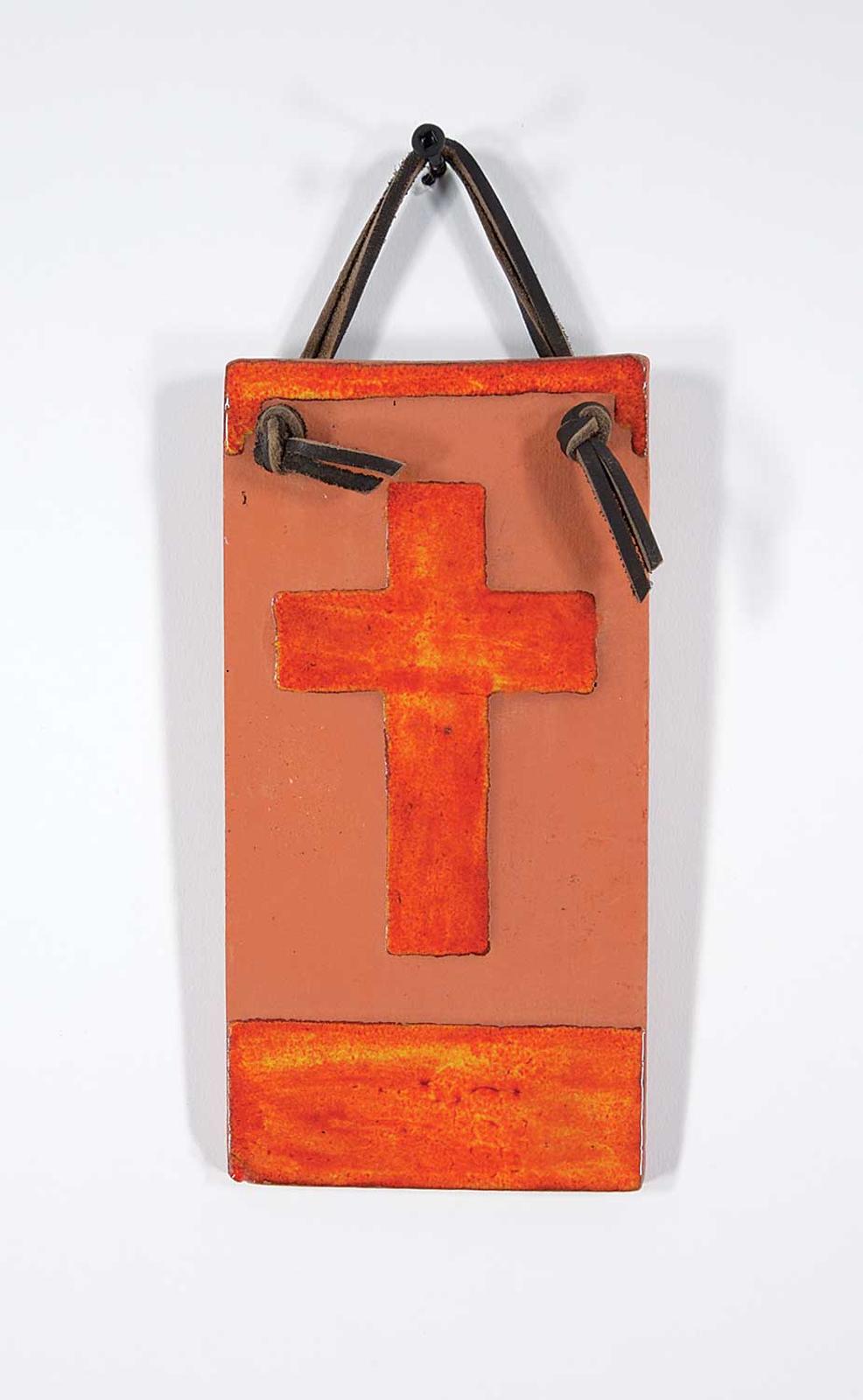 New Mexico School - Orange Ceramic Cross Plaque