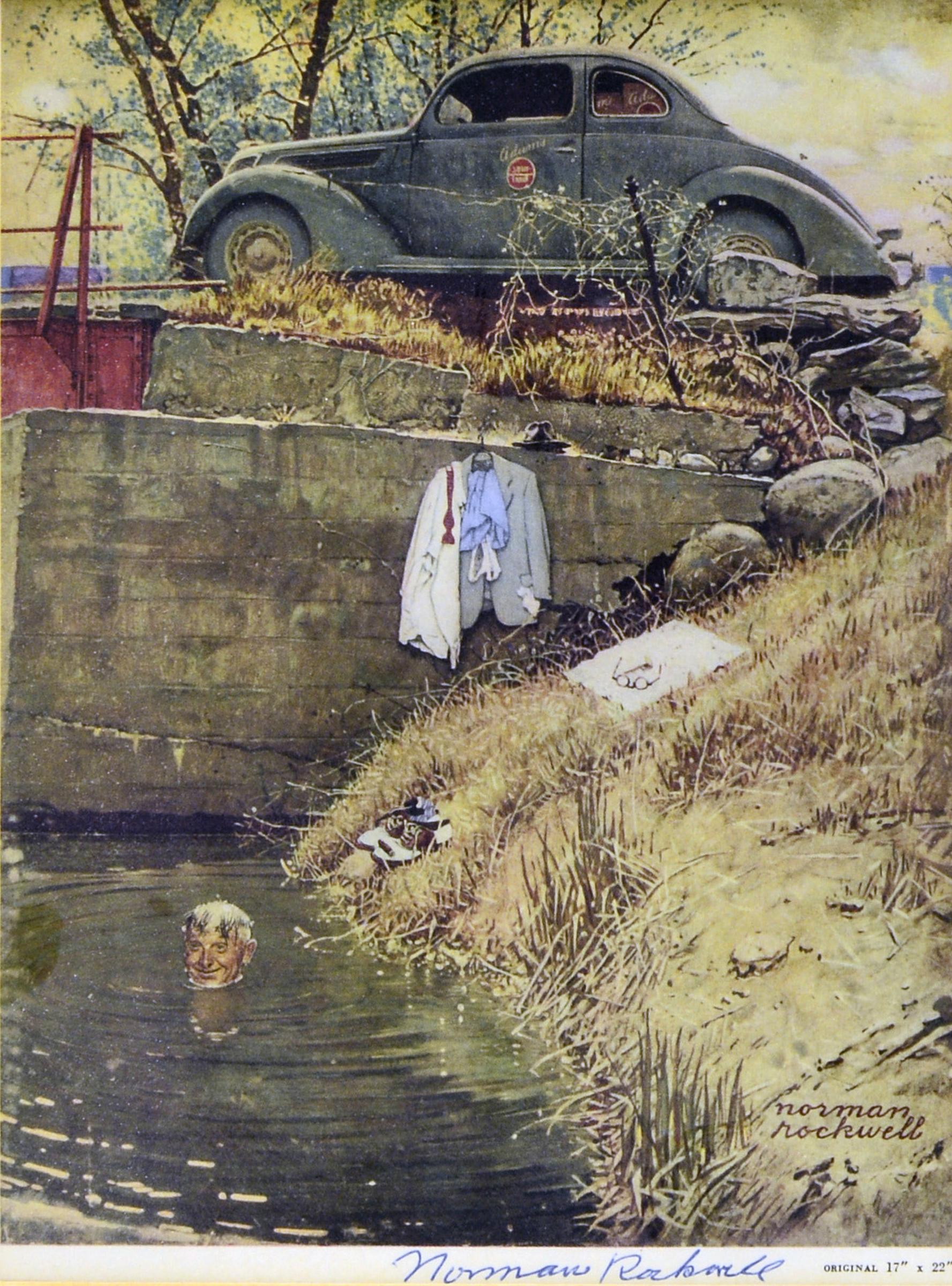 Norman Perceval Rockwell (1894-1978) - Photolitho, Stopping for a quick dip