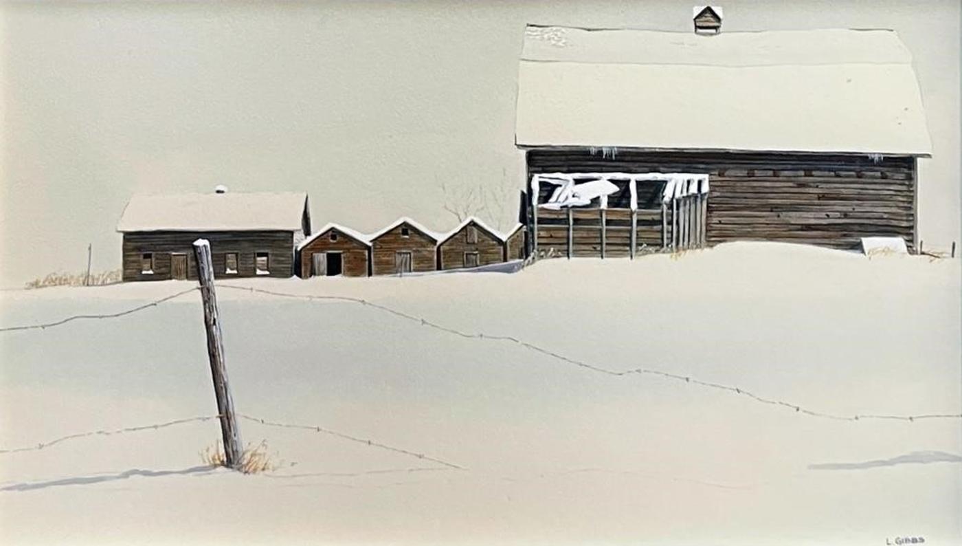 Len Gibbs (1929-2010) - Winter Line Up Near Bashaw Alta