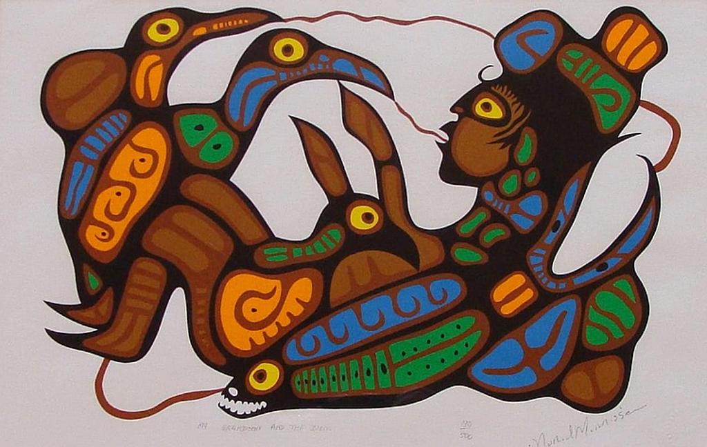 Norval H. Morrisseau (1931-2007) - My Grandson and the Birds