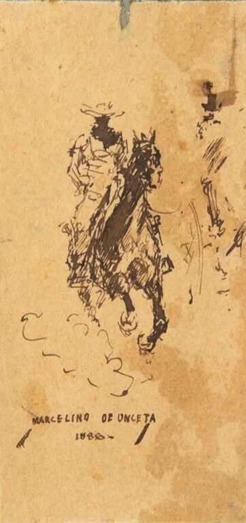 Marcelino Unceta Y Lopez (1836-1905) - Ink sketch of a rancher / cowboy