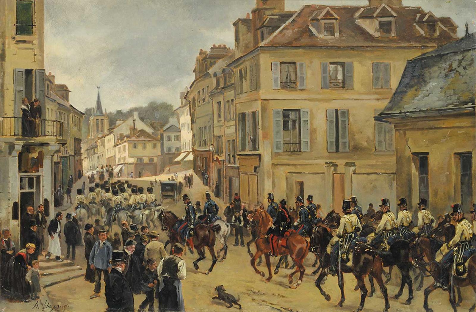 Henry-Louis Dupray - Untitled - Military Troops Marching Through the City